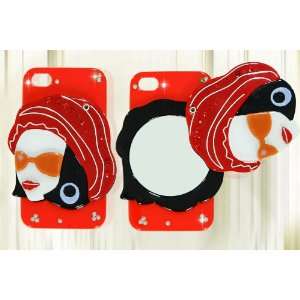 Luxury Designer Case with Small Cute Mirror for Apple Iphone 4 and 4s 