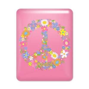  iPad Case Hot Pink Floral Peace Symbol 