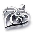 New Womens Heart Flower Shape Pendant Necklace Stainless Steel Chain 