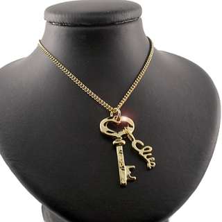 14k Yellow Gold EP KEY Pendant & Curb Link Necklace NEW  