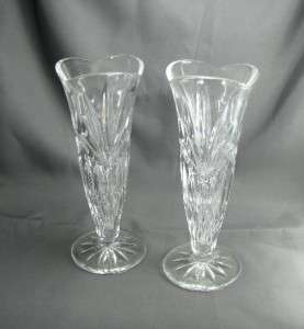 Matched Pair of Royal Irish Lead Crystal Vases Made in Czechoslovakia 