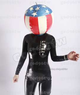 100% Latex Rubber Gummi Inflatable Ball Hood Mask Catsuit Wear With 