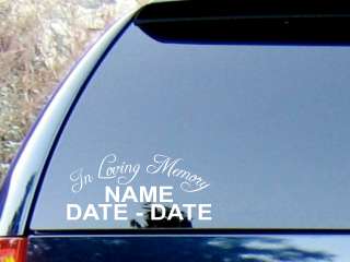 In Loving Memory Personalized Decal Sticker / Color Choice in High 