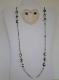 NEW BRIGHTON FONTINA LONG NECKLACE & EARRINGS BLACK NWT  