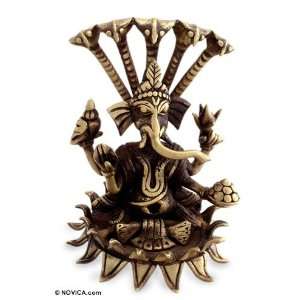 Brass statuette, Ganesha Meditates 