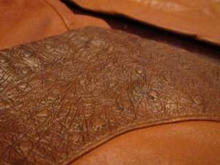Vtg Startown Mens USA Made Ostrich Accents Leather Western Blazer 