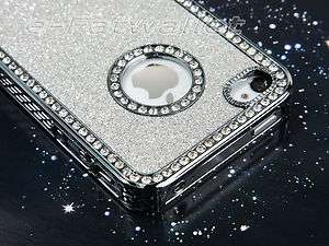 Silver Luxury Bling Glitter Hard Cover Case For Apple iPhone 4 4S 4G 