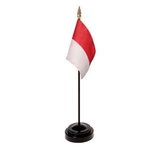  Indonesia Flag 4X6 Inch Mounted E Gloss With Fringe Patio 