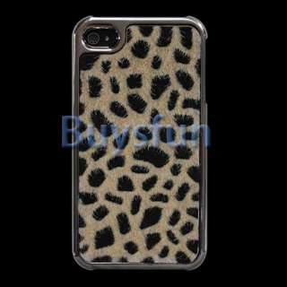 New Leopard print faux fur Chrome Metallic Hard Cover Case for iPhone 