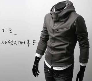 NEW Mens Multi Zips Fashion Korean Style Hoodie Sweater Jacket Dark 