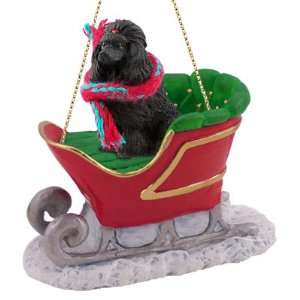  Poodle Black Dog Sleigh Holiday Christmas Ornament