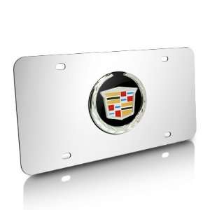  Cadillac Black Infill Logo on Chrome Steel License Plate 