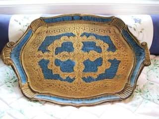 in Italy Shabby Country Blue Gold Vintage Tole Toleware Italian Design 
