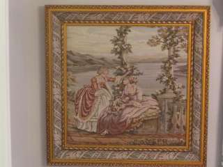 PAIR OF PETITPOINT FRAMED ITALIAN STYLE WALL TAPESTRIES  