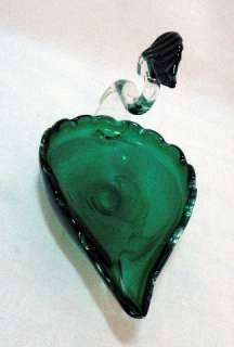 Vintage Green Art Glass Swan Candy Dish  