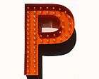 Letter P Metal Marquee Channel Light Sign Vintage Industrial Inspired