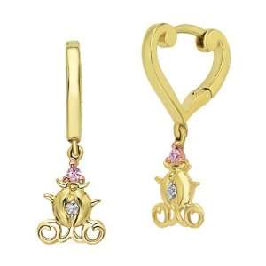   & Diamond Cinderella Coach Earrings in 14k Yellow Gold (.06 ctw