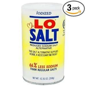 LoSalt Iodized Salt, 12.35 Ounce (Pack of 3)  Grocery 