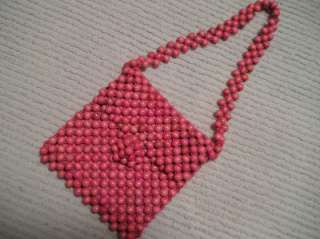 VNTG.PINK BEADED PURSEMADEinJAPAN~Shabby~Cottage~Chic  