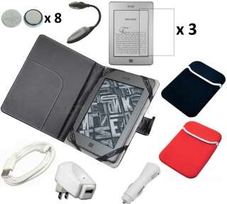 Mega 20 Item Black Leather Case Cover Bundle Kit Charger for  