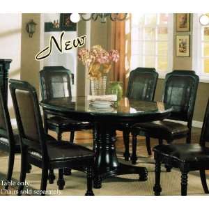    Pedestal Dining Table with Marble Top Black Finish