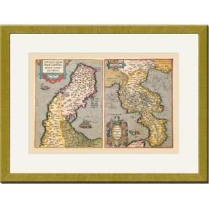    Gold Framed/Matted Print 17x23, Maps of Peninsulas