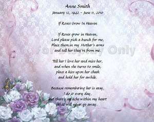Poem For Loss Of Mother Personalized Memorial  