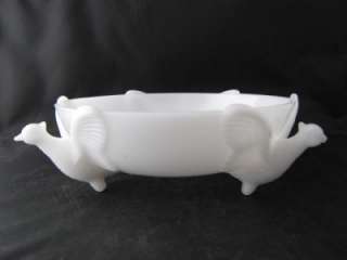 Jeannette White Milk Glass Pheasant Footed Bowl  