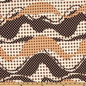 60 Wide Stretch Jersey ITY Crepe Knit Polka Dot Stripe Brown Fabric 