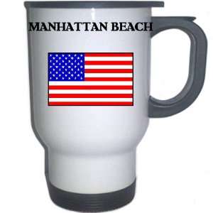 US Flag   Manhattan Beach, California (CA) White Stainless Steel Mug