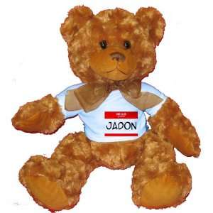  HELLO my name is JADON Plush Teddy Bear with BLUE T Shirt 