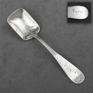   Sterling Sugar Spoon, Bright cut Bowl, Monogram Carrie