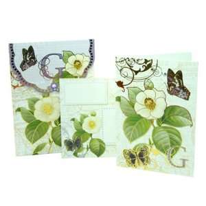  Punch Studio Floral Monogram Pouch Note Cards  #56976G 