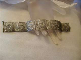 Vintage Antique Estate Silver Filigree Pin Clasp Bracelet  
