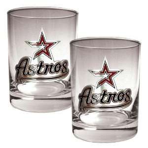  Houston Astros MLB 2pc Rocks Glass Set   Primary Logo 
