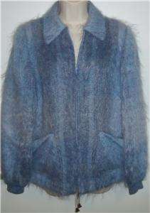 Vintage Andrew Stewart Mohair wool woven in Scotland blue womens coat 