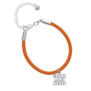   Peace, Love, Cheer Charm on an Orange Malibu Charm Bracelet Jewelry