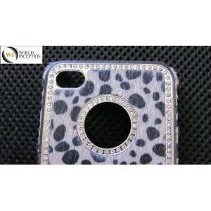  Original Leopard Hairy Rhinestone Case Cover for iPhone 4 