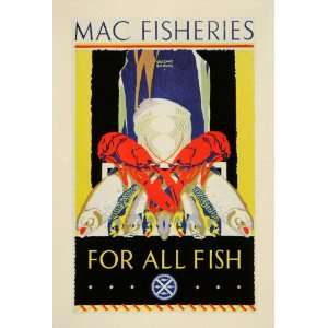  1927 Gregory Brown Mac Fisheries Lobster Mini Poster 