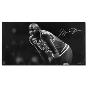  Michael Jordan Autographed Black and White Tribute Canvas 