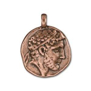  Antique Copper Plated Pewter Caesar Profile Round Pendant 