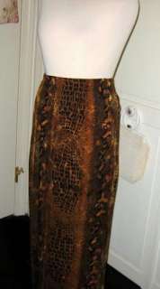 New KEMBALI Long LEOPARD PRINT Skirt w SIDE SLIT~Size L  