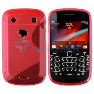 Pink TPU Case Cover+Privacy LCD Shield+Car Charger for Blackberry Bold 