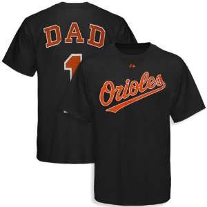  Majestic Baltimore Orioles Black #1 Dad T shirt (Small 