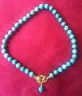 fab turquoise necklace 14kt gold clasp of kissing children very