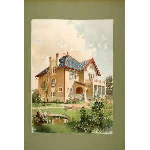  1903 Chromolithograph House Villa Hamburg Lindenallee 4 