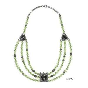  Silver and Swaorvski Crystal Beaded Necklace