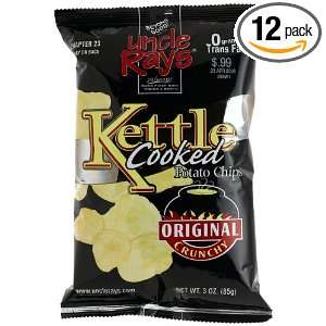 Uncle Rays Kettle Cooked Regular Potato Chips, 3 Ounce Bags (Pack of 