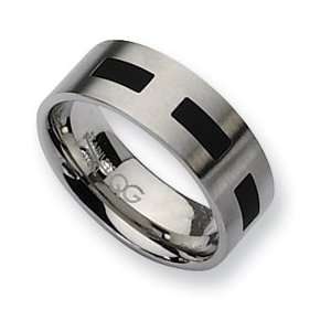  Stainless Steel Black Accent Flat 8mm Satin Band SR28 10 