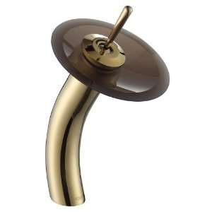 KRAUS KGW 1700G BRFR Single Lever Vessel Glass Waterfall Faucet Gold 